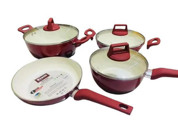 Kiam 7 Piece Super Ceramic Cookware Set – Non-Stick & Durable Granite Coating