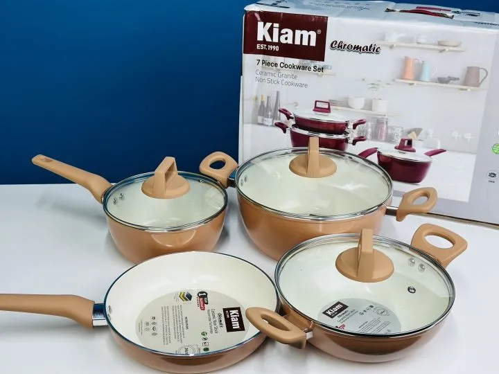 Kiam 7 Piece Super Ceramic Cookware Set – Non-Stick & Durable Granite Coating - Image 3